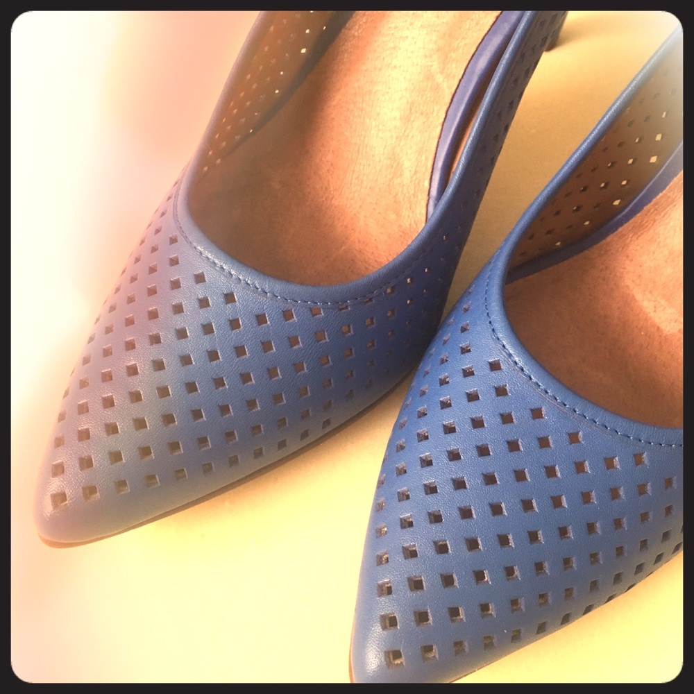 Halogen Perforated Leather Royal Blue Pumps